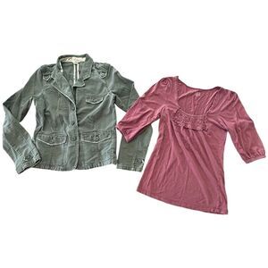 Old Navy Trucker Jean Jacket Womens M Green Denim Bella Swan Shirt‎ Vintage Lot